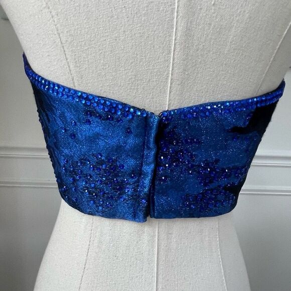 Ellie Wilde Formal Bandeau Crop Top Bustier Cobalt Blue Black 4 - Picture 5 of 9